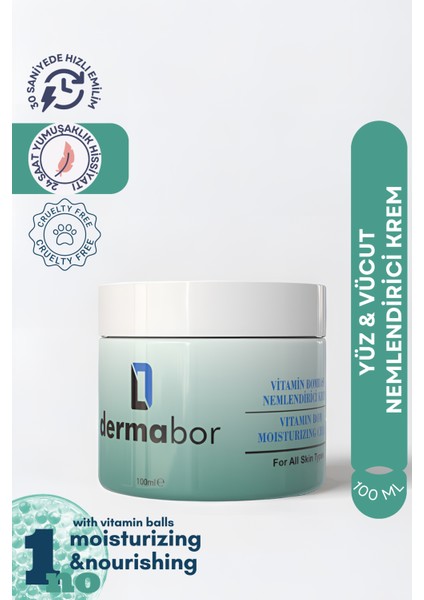 Su Bazlı Moisturizer Nemlendirici Yüz Kremi |Hyaluronik Asit& Vitamin Topçuklu 100 ml | Tüm Cilt Tipleri