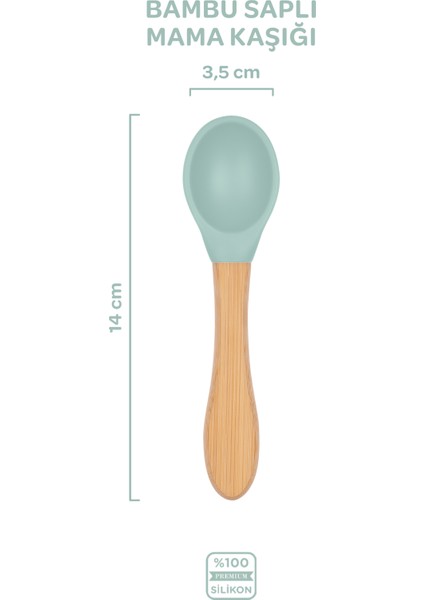 Bambu Saplı Silikon Mama Kaşığı Spring Yeşil fiyatları