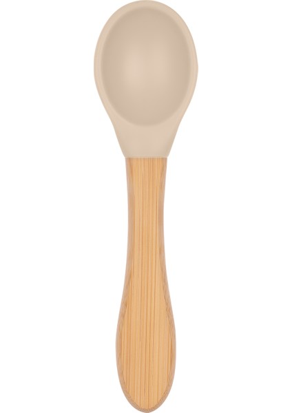 Bambu Saplı Silikon Mama Kaşığı Latte Bej