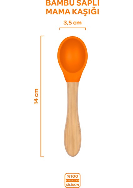Bambu Saplı Silikon Mama Kaşığı Sunset Turuncu fiyatları