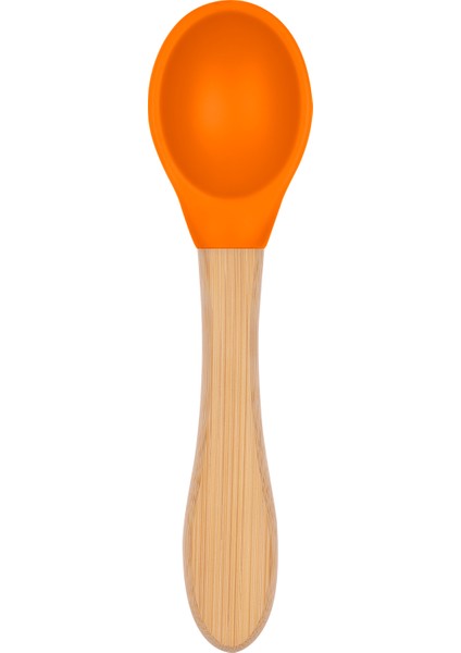 Bambu Saplı Silikon Mama Kaşığı Sunset Turuncu