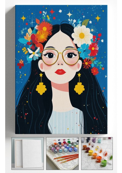 Sayılarla Boyama Çerçeveli Hobi Seti Numaralı Tuval Fırça Boya Dahil Kasnaklı 40X50 cm ÇIÇEKGÖKYÜZÜ0002