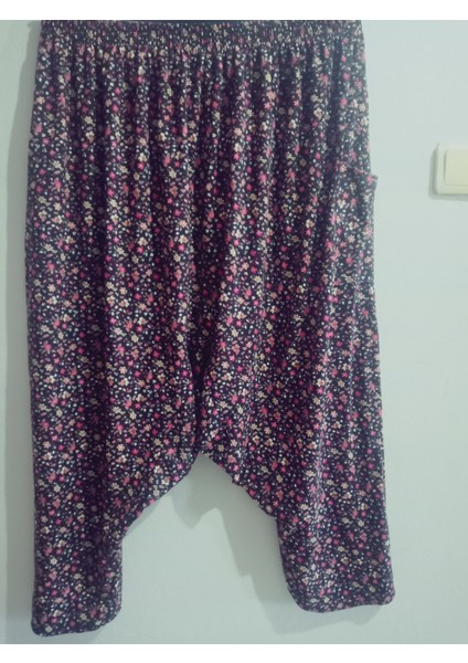 Penye Kumaş Çiçek Desenli Cepli Şalvar %100 Pamuk 38 Bedenden 100 Kiloyakadar