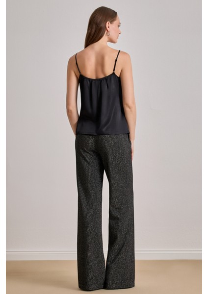 Yandan Cepli Siyah Simli Pantolon fiyatları