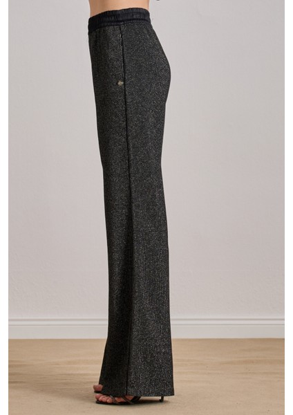 Yandan Cepli Siyah Simli Pantolon modelleri
