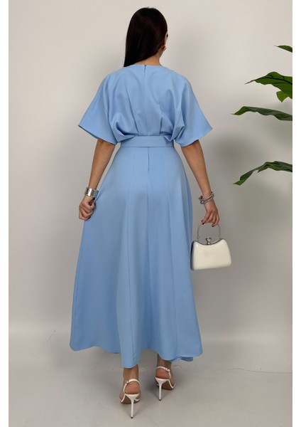 Alora Kadın Kemer Detaylı Şık Mavi Elbise – Özel Günler Için Zarafet
