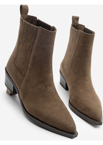 Kadın Sivri Burun Kalın Topuklu Kovboy Çift Lastikli Westren Bot Losya