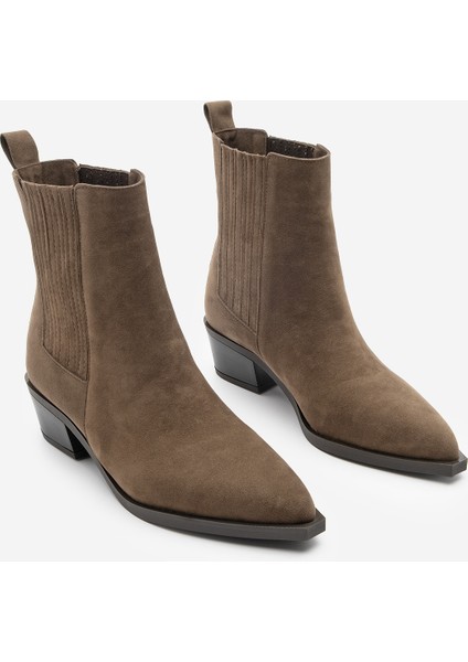 Kadın Sivri Burun Kalın Topuklu Kovboy Çift Lastikli Westren Bot Losya indirimleri