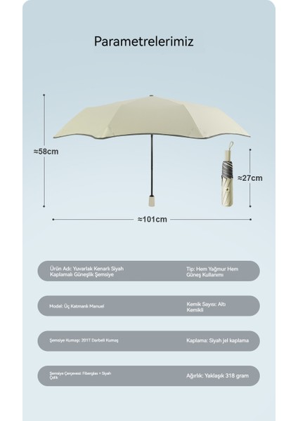2025 Yeni Yuvarlak Köşe Su Geçirmez Güneş Koruyucu Üç Katlı Şemsiye (Yurt Dışından) modelleri