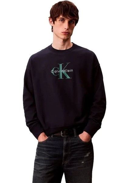 Uzun Kollu Penye Monologolu Bisiklet Yaka Erkek Sweatshirt LV04RD242G-CEF