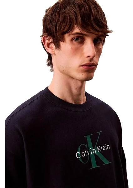 Uzun Kollu Penye Monologolu Bisiklet Yaka Erkek Sweatshirt LV04RD242G-CEF fırsatları