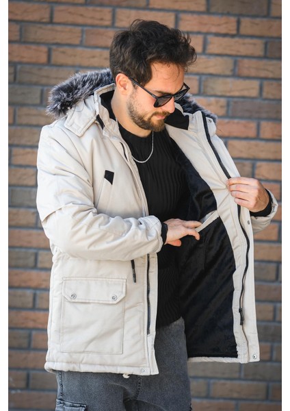 Remo Içi Kürklü Kapüşonlu Kanvas Uzun Kaban Parka fırsatları