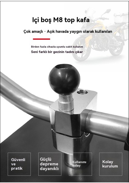 Motosiklet Telefon Tutucu Sabit Kayıt Cihazı M8 Vidayla Sabitlenen Küresel Bağlantı Parçası (Yurt Dışından) modelleri
