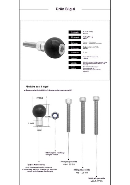Motosiklet Telefon Tutucu Sabit Kayıt Cihazı M8 Vidayla Sabitlenen Küresel Bağlantı Parçası (Yurt Dışından) fırsatları