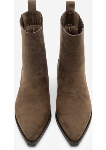 Kadın Sivri Burun Kalın Topuklu Kovboy Çift Lastikli Westren Bot Losya