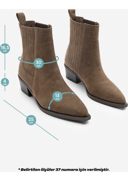 Kadın Sivri Burun Kalın Topuklu Kovboy Çift Lastikli Westren Bot Losya