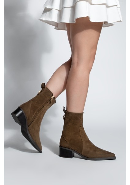 Kadın Sivri Burun Altın Detaylı Topuklu Bot Kenor fırsatları