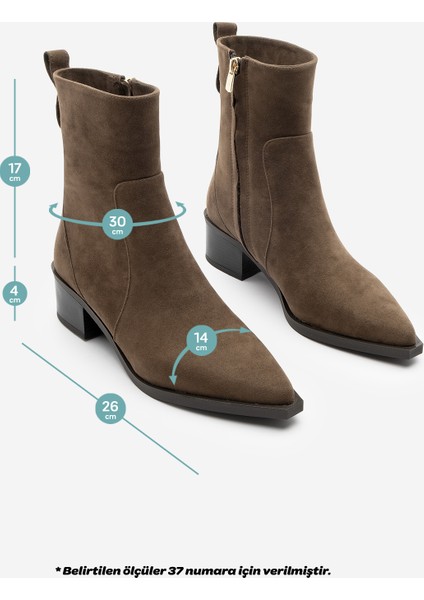 Kadın Sivri Burun Altın Detaylı Topuklu Bot Kenor