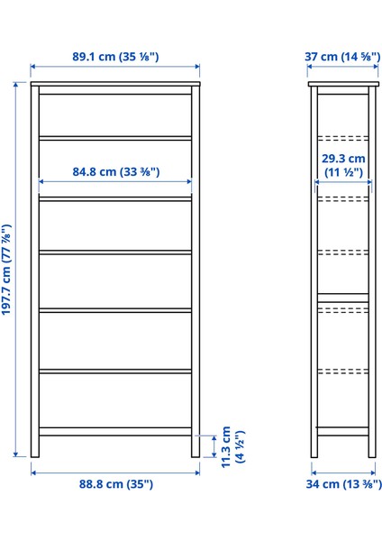 Hemnes Kitaplık Beyaz Vernik 90X197 cm fiyatları