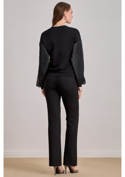 Düz Paça Siyah Örme Pantolon fiyatları