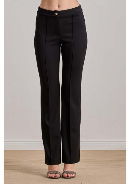 Düz Paça Siyah Örme Pantolon modelleri