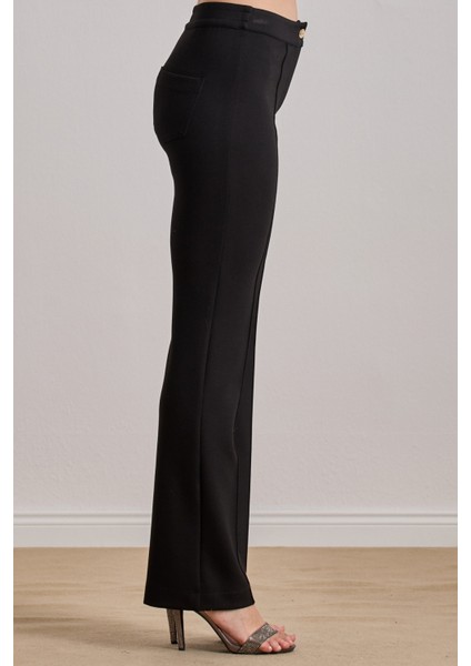 Düz Paça Siyah Örme Pantolon fırsatları
