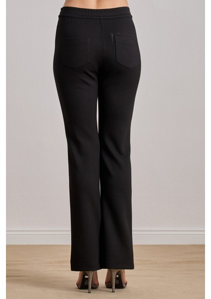 Düz Paça Siyah Örme Pantolon