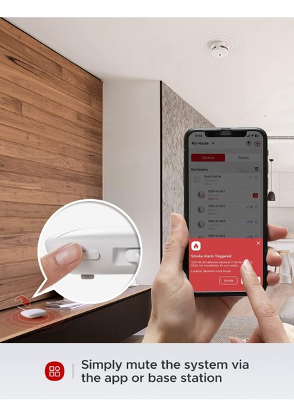 Akıllı Duman Dedektörü (6x XS01-M), SBS50 Baz Istasyonu Ile, Wi-Fi Duman Alarmı, X-Sense Ev Güvenlik Uygulaması ile Uyumlu, Kablosuz Bağlantılı Yangın Alarmı, Model FS61