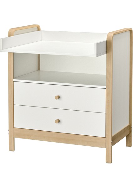 Alskvard Alt Değiştirme Masası Huş-Beyaz