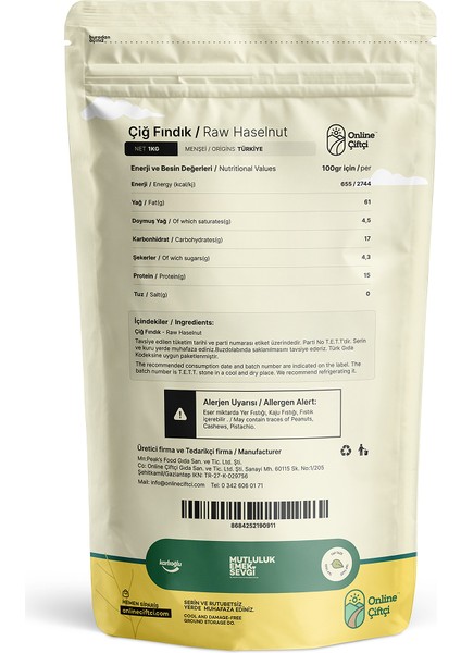 Çiğ İri Fındık 1Kg fiyatları