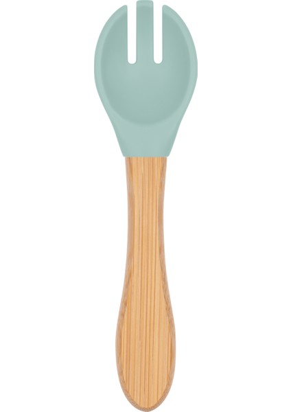 Bambu Saplı Silikon Mama Çatalı Spring Yeşil