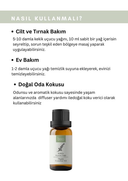 Kekik Yağı Uçucu Yağı ,Saf Ve Doğal,Difüzör, Masaj, Koku, Ağız, Diş ,Banyo, Spa, Cilt Ve Saç Bakımı 10 ml