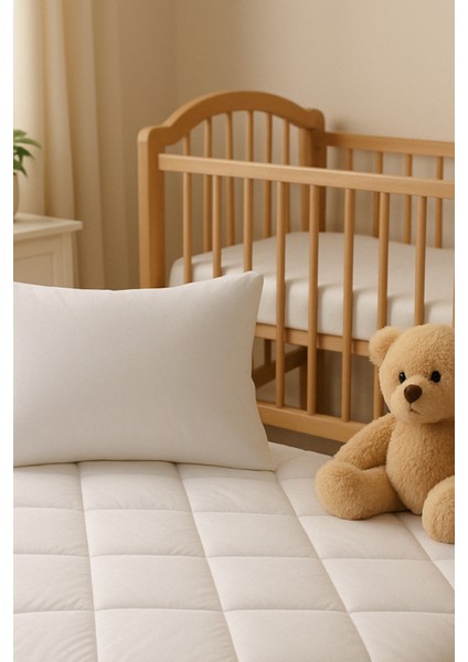 Organik Pamuk Bebek Yorgan ve Yastık Takımı 95x145 cm – Beyaz, Yumuşak Silikon Elyaf Dolgulu indirimleri