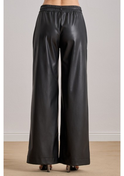 Bol Kesim Siyah Deri Pantolon indirimleri