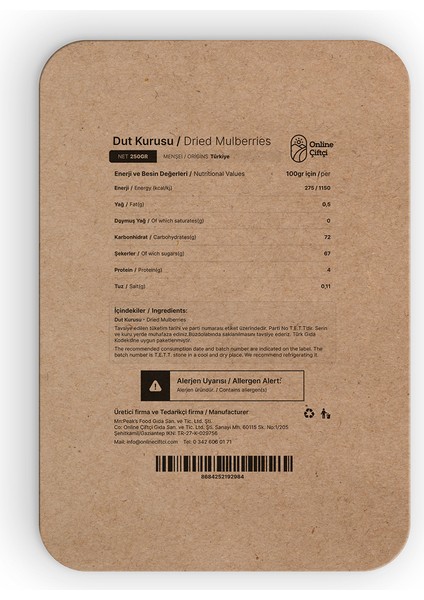 Doğal Dut Kurusu 4x250Gr fiyatları