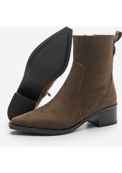 Kadın Sivri Burun Altın Detaylı Topuklu Bot Kenor