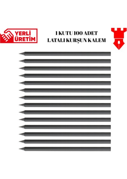 Kurşun Kalem 100 Adet Doğal Kurşun Kalem Latalı Okul Kreş Iş indirimleri