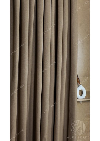 Keten Fon Perde- Kum Beji Renk Sık Pileli Fon Perde-Karesi Kumaş Keten Fon Perde fiyatları