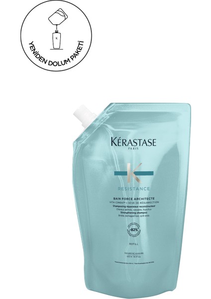 Resistance Bain Force Architecte Zayıf Ve Yıpranmış Saçlar Için Onarıcı Şampuan 500 ml