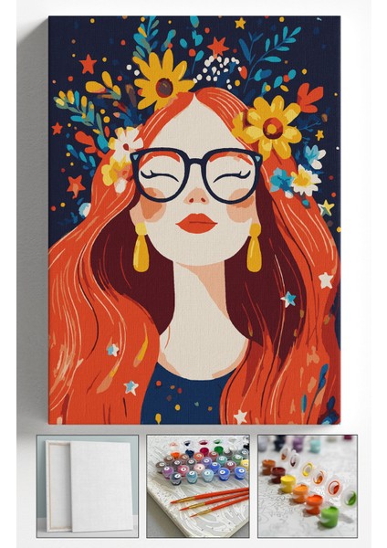 Sayılarla Boyama Çerçeveli Hobi Seti Numaralı Tuval Fırça Boya Dahil Kasnaklı 40X50 cm ÇIÇEKGÖKYÜZÜ0005