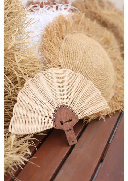 Isime Özel Ahşap Rattan Yelpaze (Kişiye Özel) fırsatları