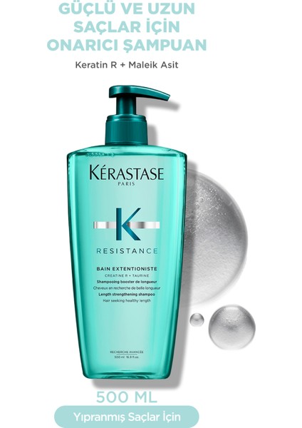 Resistance Bain Extentioniste Daha Sağlıklı Uzayan Güçlü Saçlar Için Onarıcı Şampuan 500 ml
