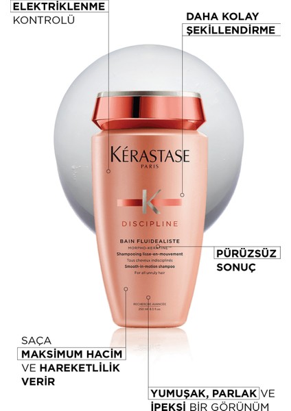 Discipline Bain Fluidéaliste Kolay Şekillendirme Sağlayan Ve Elektriklenme Karşıtı Şampuan 250 ml 250 ml