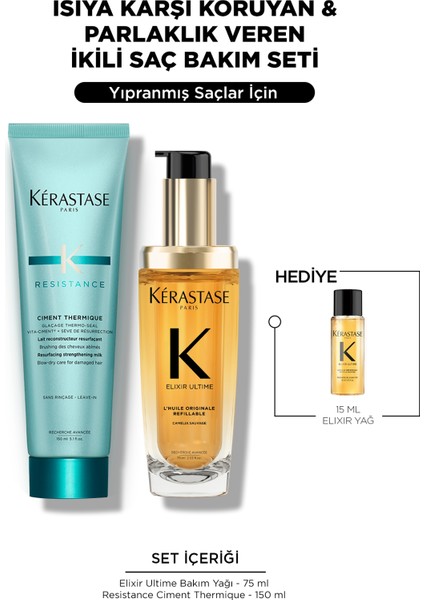 Elixir & Ciment Thermiq Isıya Karşı Koruyan & Parlaklık Veren Ikili Saç Bakım Seti