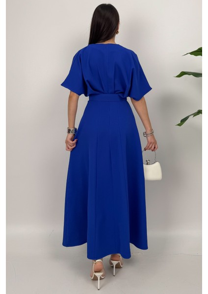 Alora Kadın Kemer Detaylı Şık Lacivert Elbise – Özel Günler Için Zarafet