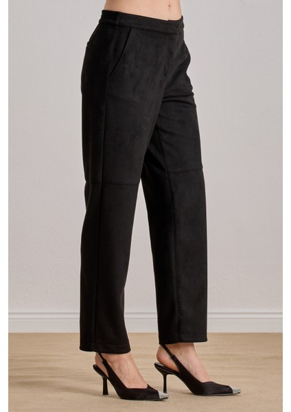 Bilekte Boy Siyah Süet Pantolon fırsatları