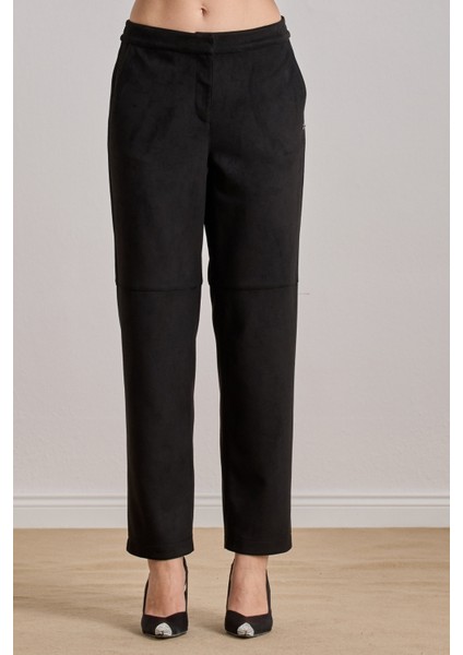 Bilekte Boy Siyah Süet Pantolon indirimleri