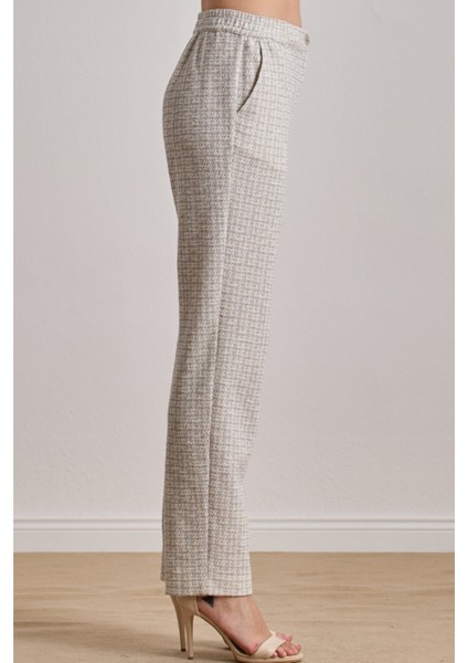 Bilekte Boy Ekru Örme Pantolon indirimleri