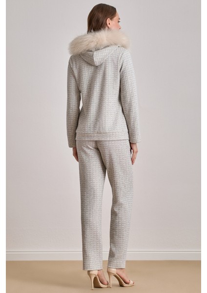 Bilekte Boy Ekru Örme Pantolon