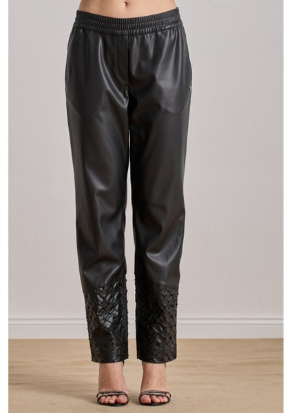 Yandan Cepli Siyah Deri Pantolon fırsatları